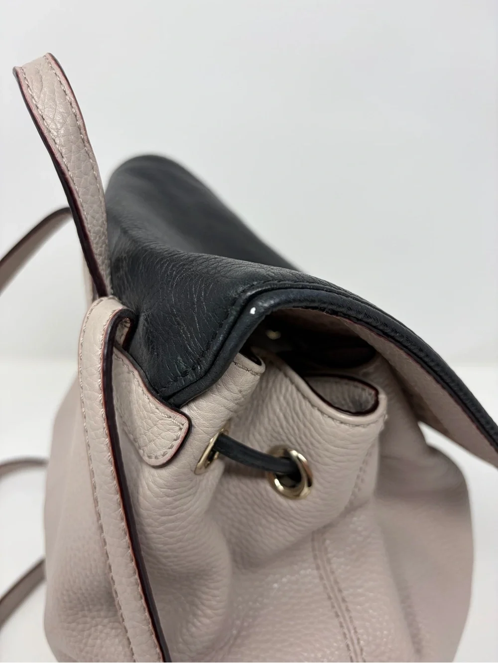 kate spade Two-Tone Black and Taupe Pebbled Leather Backpack
